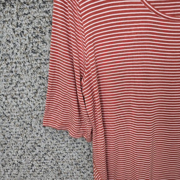 Soft Surroundings Top Womens Large Red Scoop Neck Striped Stretch Casual Ladies - Picture 3 of 7